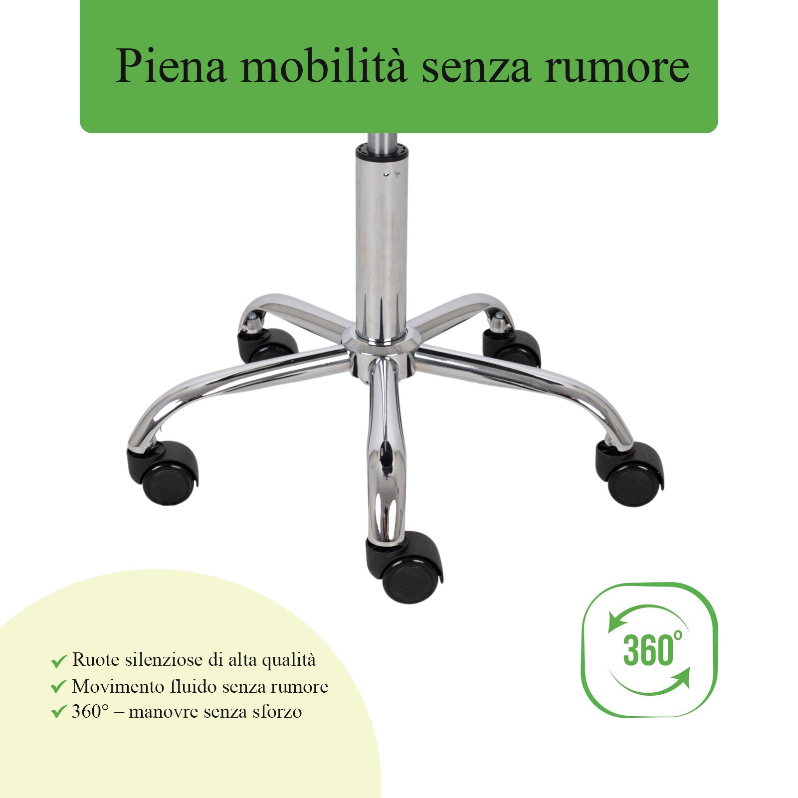 Sgabello con sedile imbottito TILA base in acciaio elevabile a gas - k515 Nero