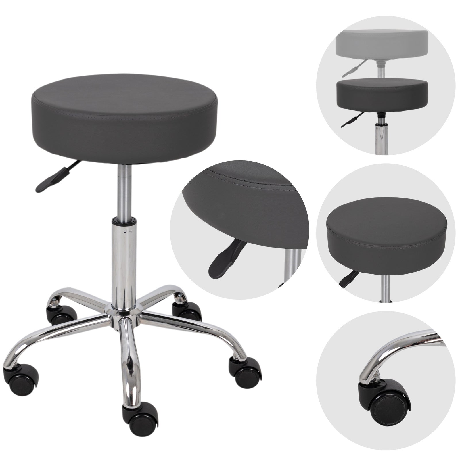Sgabello con sedile imbottito TILA base in acciaio elevabile a gas - k521 Grigio