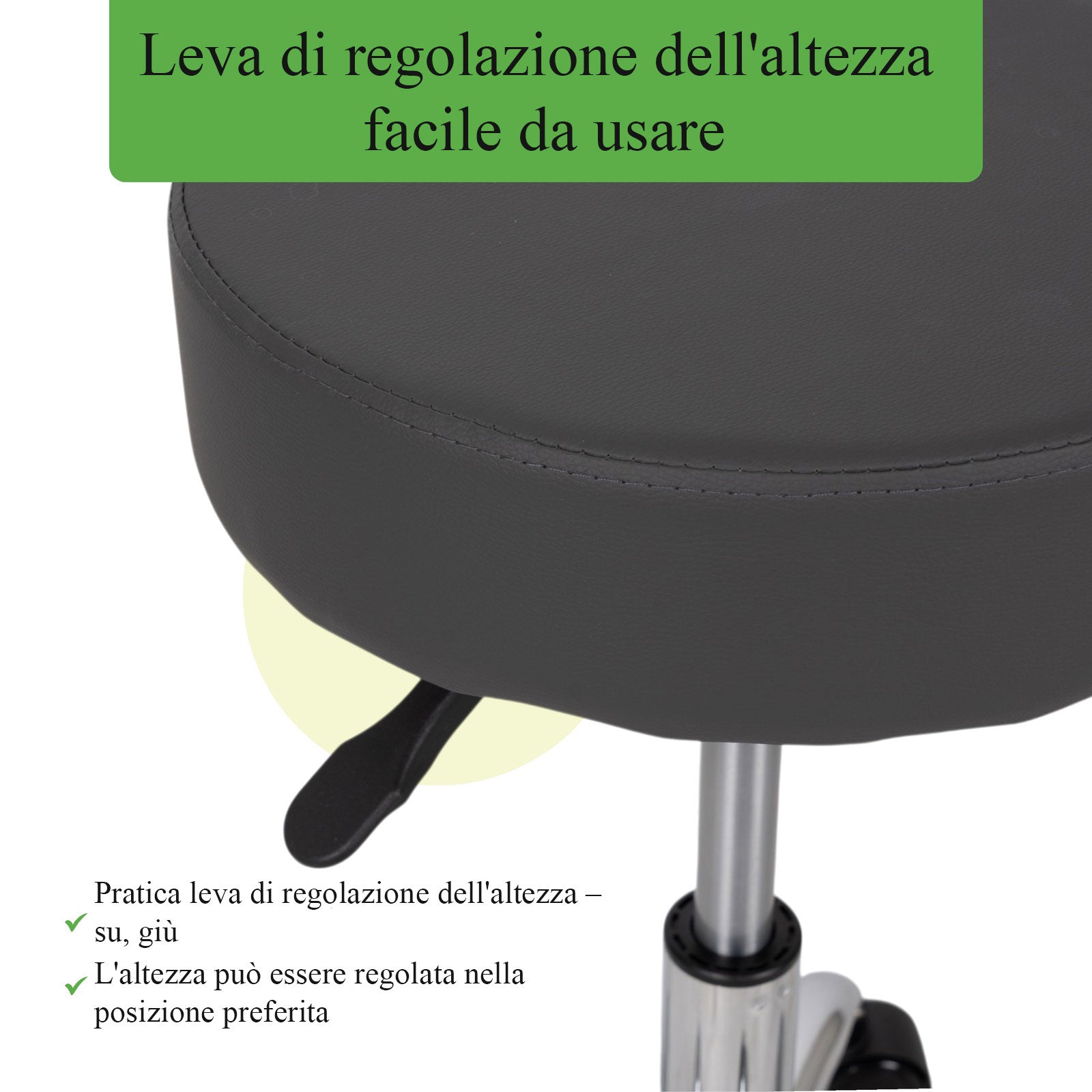 Sgabello con sedile imbottito TILA base in acciaio elevabile a gas - k521 Grigio