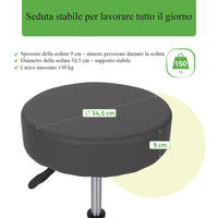 Sgabello con sedile imbottito TILA base in acciaio elevabile a gas - k521 Grigio
