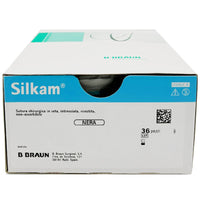 Silkam suture non assorbibili in seta, ago 3/8 24mm, USP 0 - filo nero 75cm (conf. 36 pz.)