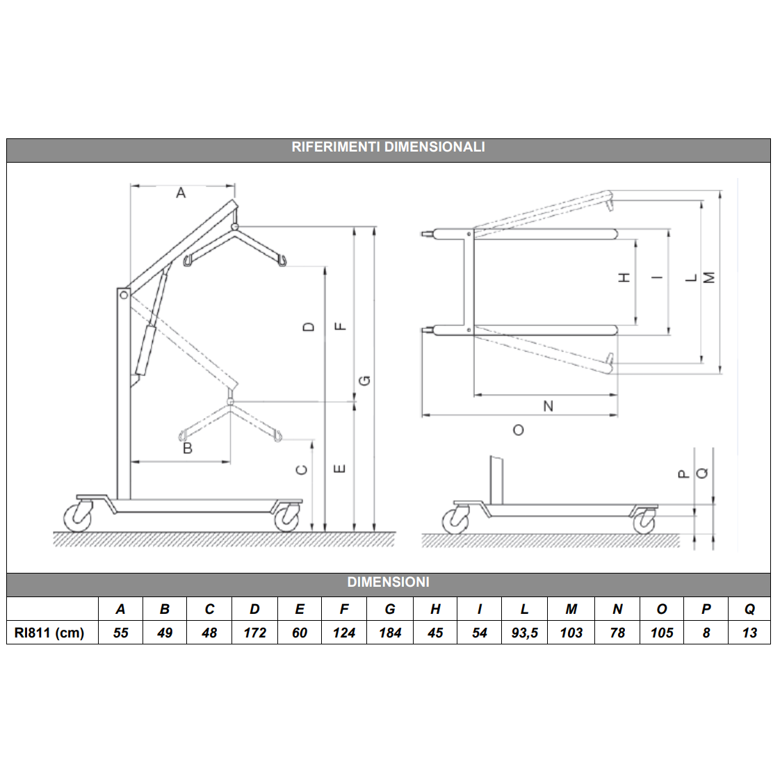 Sollevamalati manuale MUEVO RI811 - Con pedale + Imbracatura standard - Portata 150 Kg