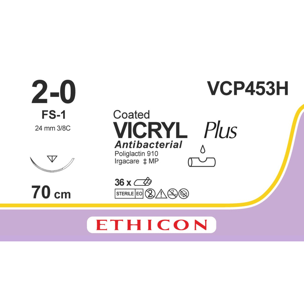 Sutura Ethicon VICRYL Plus VCP453H - 2-0, Ago 3/8 FS-1 mm 24 - Viola (conf. 36 pz.)