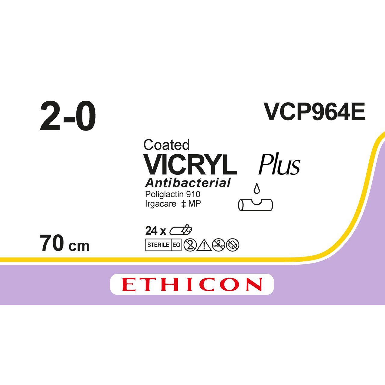 Sutura Ethicon VICRYL Plus VCP964E - 2-0, Senza ago - Incolore (conf. 24 pz.)