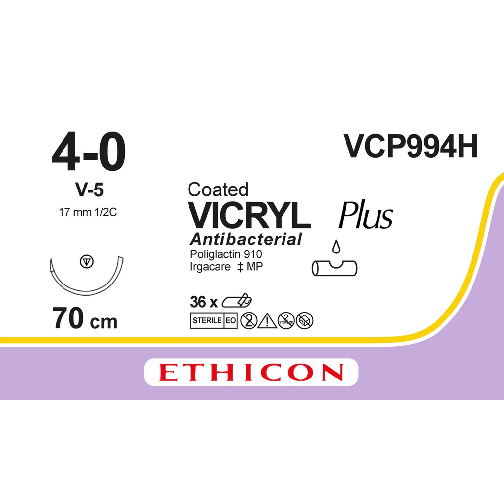 Sutura Ethicon VICRYL Plus VCP994H - 4-0, Ago 1/2 V-5 mm 17 - Viola (conf. 36 pz.)