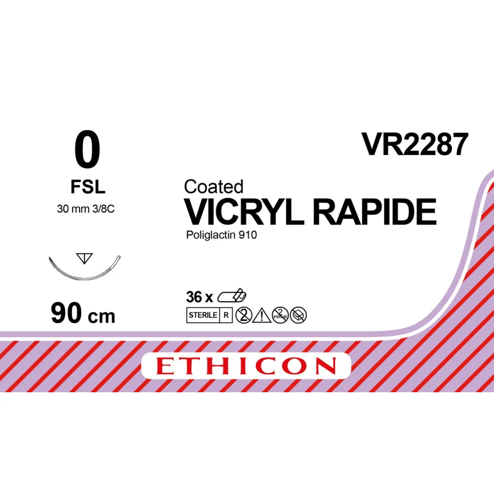 Sutura Ethicon VICRYL RAPIDE VR2287 - 0, Ago 3/8 FSL mm 30 - Incolore (conf. 36 pz.)