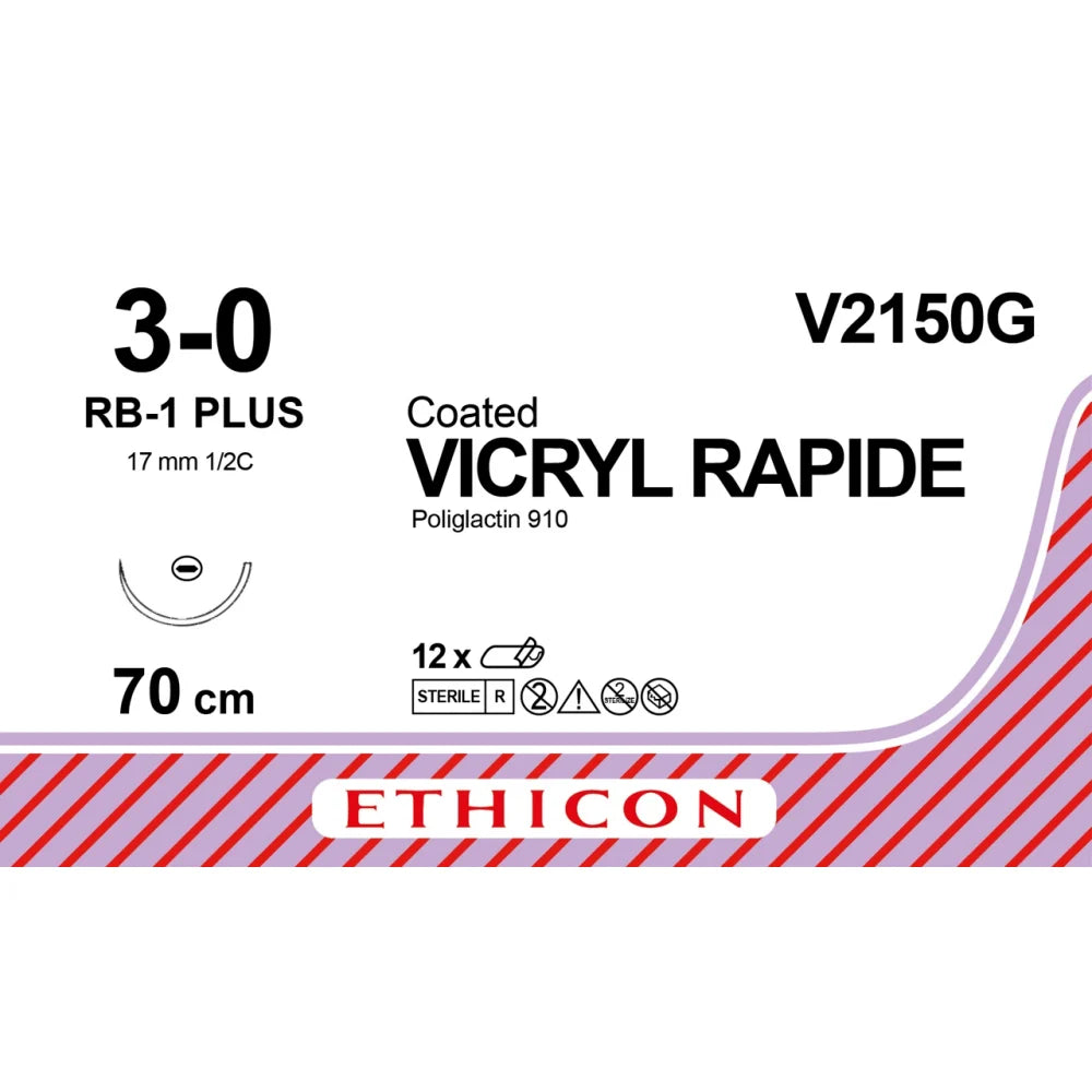 Sutura Ethicon VICRYL RAPID V2150G - 3-0, Ago 1/2 RB-1 Plus mm 17 - Incolore (conf. 12 pz.)