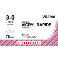Sutura Ethicon VICRYL RAPID VR2298- 3-0, Ago 3/8 FS-2 mm 19 - Incolore (conf. 36 pz.)