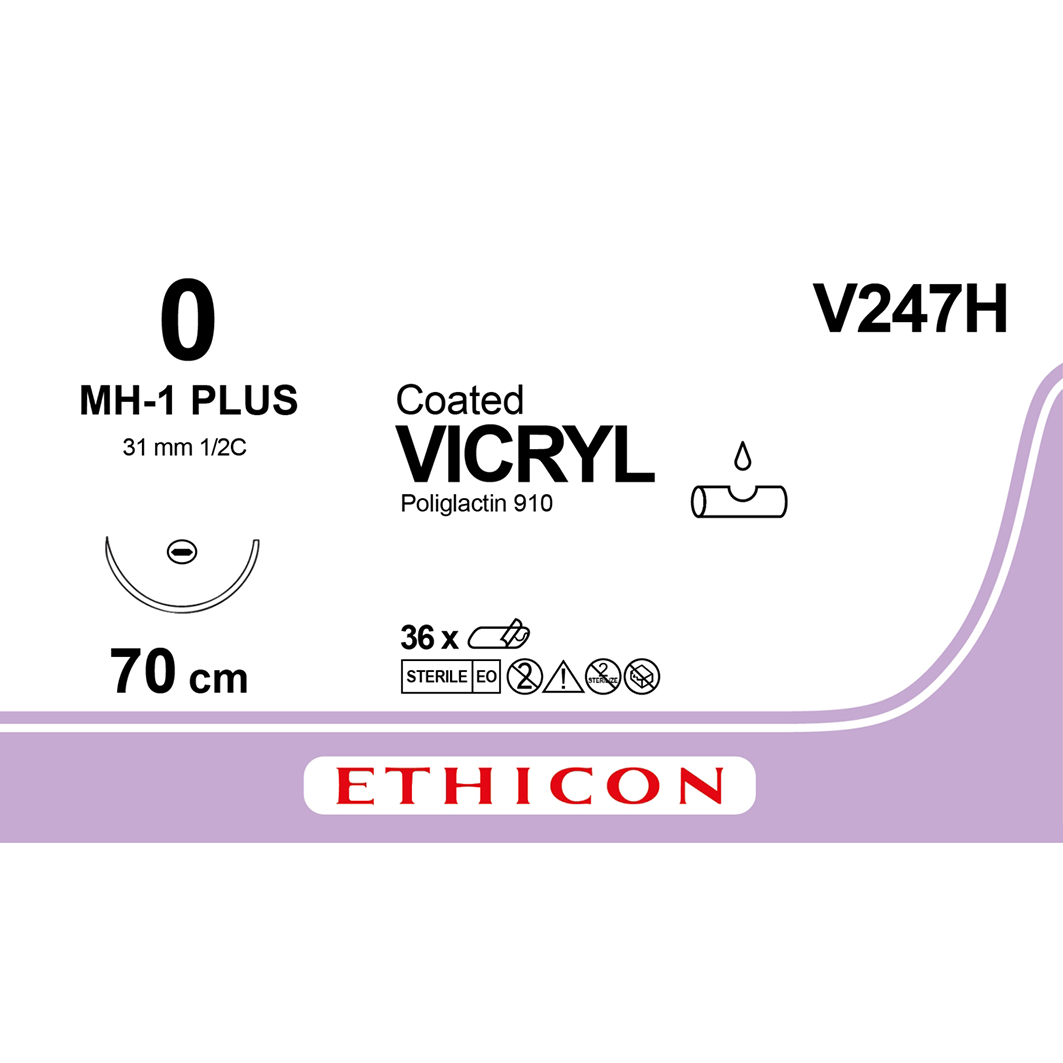 Sutura Ethicon VICRYL V247H - 0, Ago 1/2 MH-1 mm 31 - Viola (conf. 36 pz.)