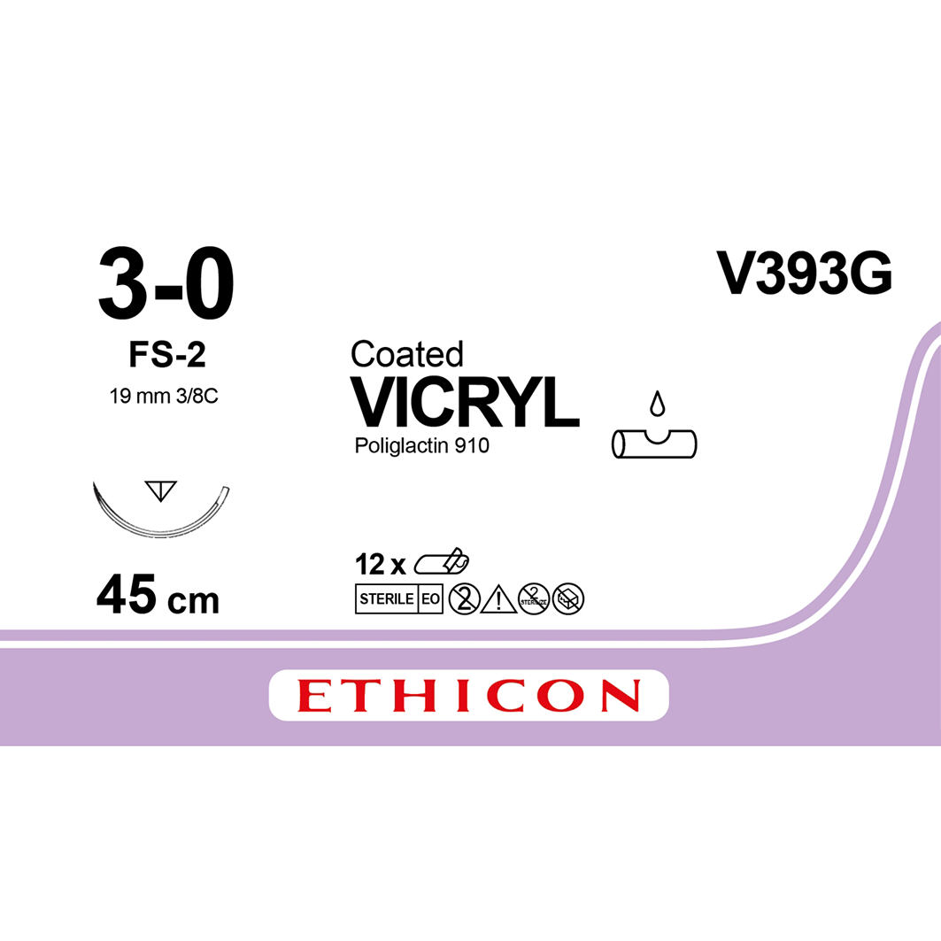 Sutura Ethicon VICRYL V393G - 3-0, Ago 3/8 FS-2 mm 19 - Viola (conf. 12 pz.)