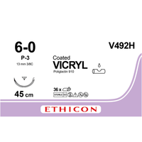 Sutura Ethicon VICRYL V492H - 6-0, Ago 3/8 P-3 mm 13 - Incolore (conf. 36 pz.)
