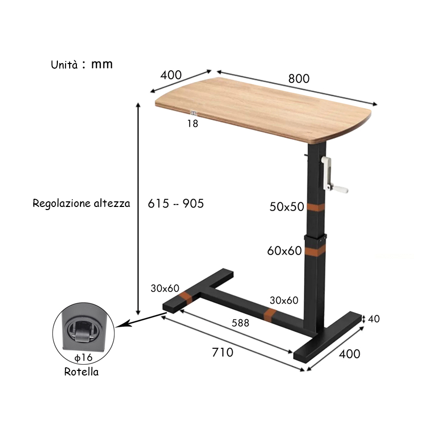 Tavolino serviletto ELITE in acciaio - Manuale