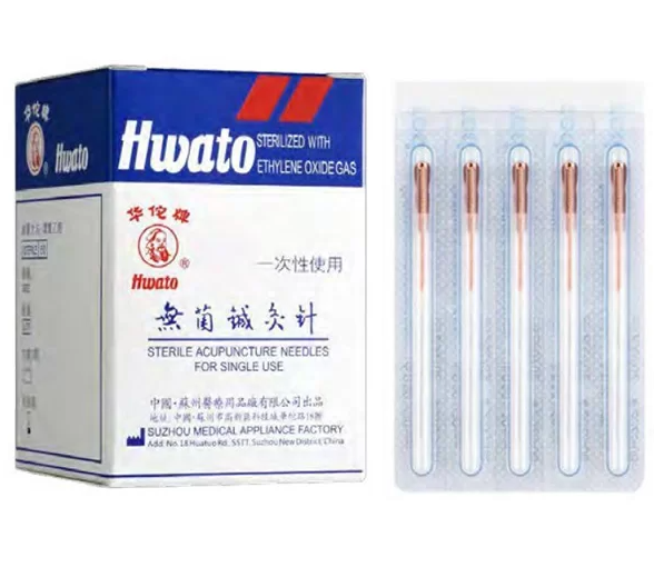 Aghi per agopuntura HWATO ramati con tubo guida - 0,30x25 mm (100 pz.)