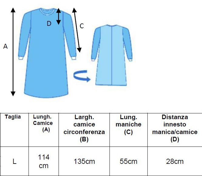 Camice monouso da Isolamento impervio biaccoppiato - Giallo-Misura