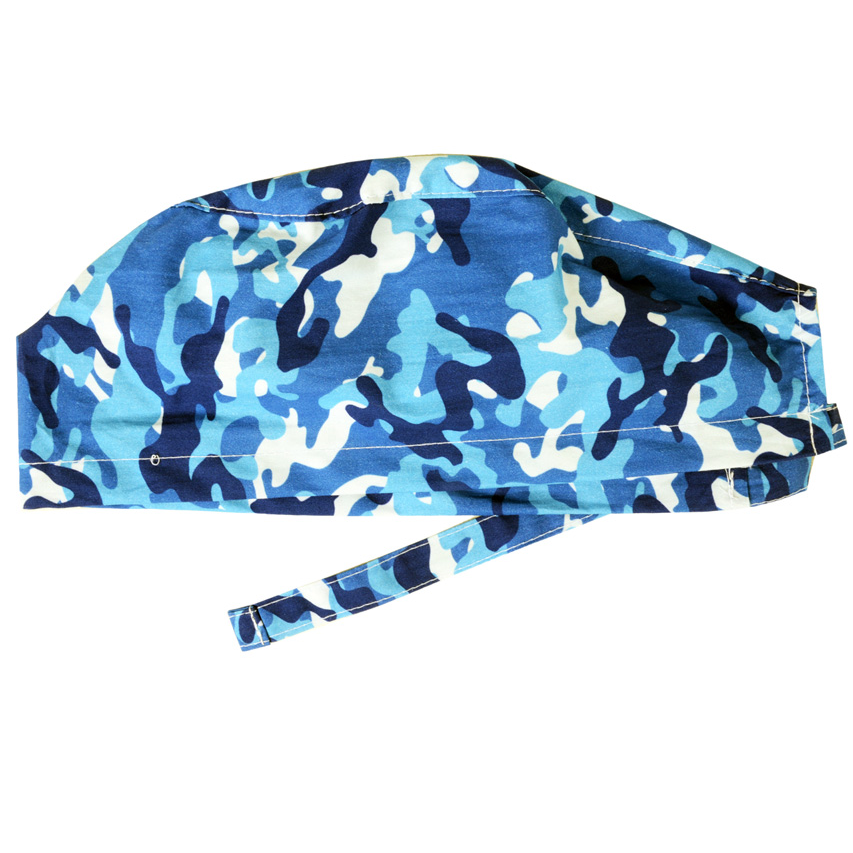 Cappellino chirurgico fantasia Militare blu - M