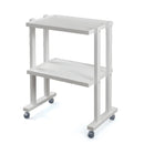 Carrello in legno massello con ruote - 2 ripiani - Bianco