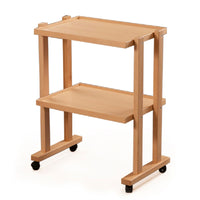 Carrello in legno massello con ruote - 2 ripiani