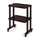 Carrello in legno massello con ruote - 2 ripiani - Wengé