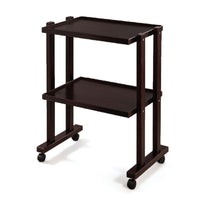 Carrello in legno massello con ruote - 2 ripiani - Wengé