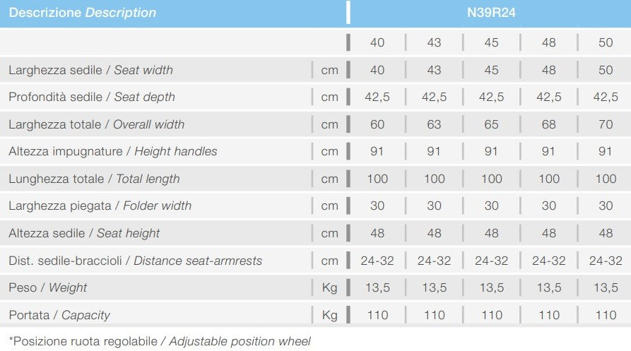 Carrozzina pieghevole ad Autospinta N39R24