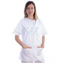 Casacca in cotone/poliestere bianca GIMA - Scollo a V (Unisex)