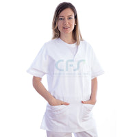 Casacca in cotone/poliestere bianca GIMA - Scollo a V (Unisex)