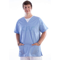 Casacca in cotone/poliestere azzurra GIMA - Scollo a V (Unisex)