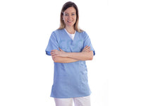 Casacca in cotone/poliestere azzurra GIMA - Scollo a V (Unisex)