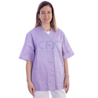Casacca in cotone/poliestere GIMA Viola con bottoni - Scollo a V (Unisex)