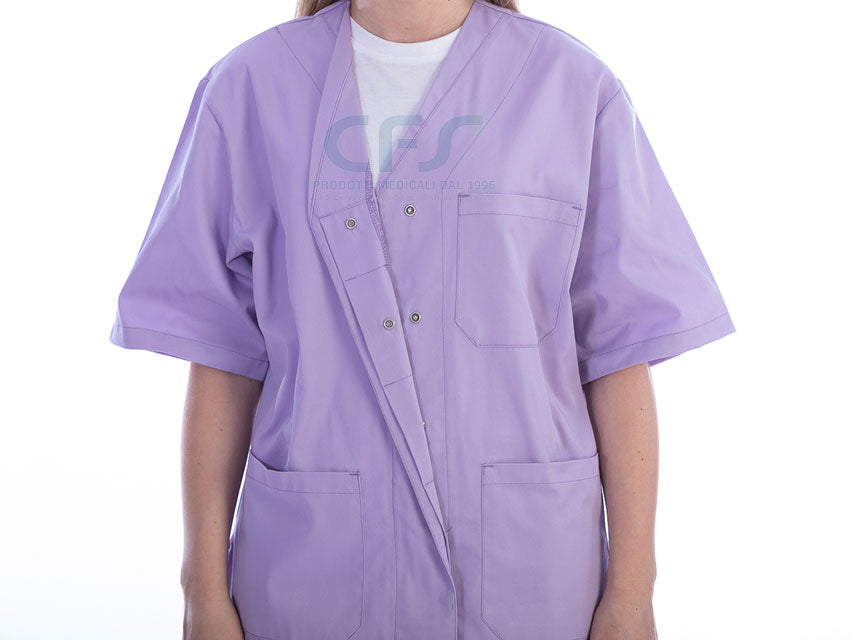 Casacca in cotone/poliestere GIMA Viola con bottoni - Scollo a V (Unisex)