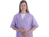 Casacca in cotone/poliestere GIMA Viola con bottoni - Scollo a V (Unisex)