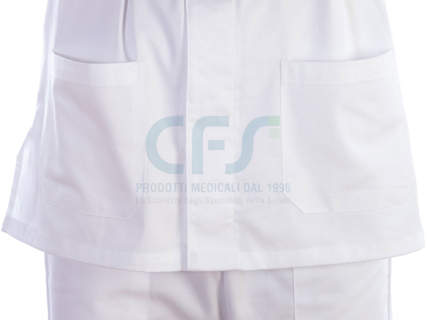 Casacca in cotone bianca GIMA Automatica - Scollo a V (Unisex)