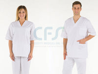 Casacca in cotone 100% GIMA - Bianca con scollo a V (Unisex)