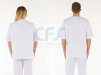 Casacca in cotone 100% GIMA - Bianca con scollo a V (Unisex)