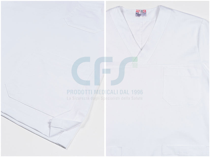 Casacca in cotone 100% GIMA - Bianca con scollo a V (Unisex)