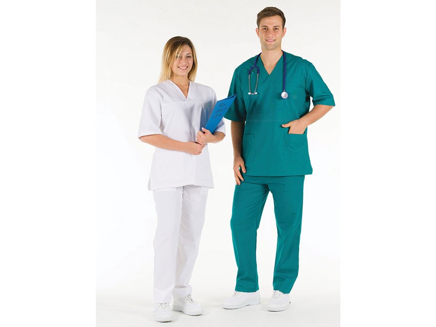 Casacca in cotone 100% GIMA - Verde con scollo a V (Unisex)