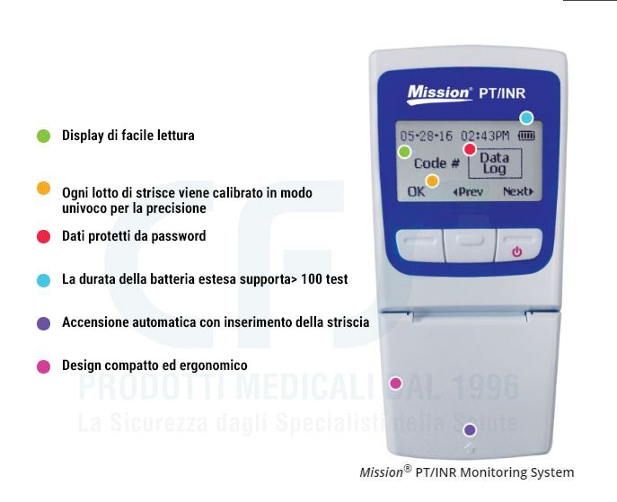Coagulometro per il monitoraggio della Protrombina PT/INR MISSION