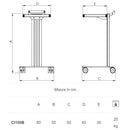 Carrello in alluminio e acciaio EOLO CI100 - Base + 1 ripiano mm 300 x 400