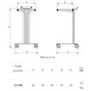 Carrello in alluminio e acciaio EOLO CI110 - Base + 1 ripiano mm 300 x 400