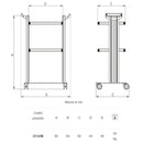 Carrello in alluminio e acciaio EOLO CI120 - Base + 2 ripiani mm 350 x 400