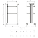 Carrello in alluminio e acciaio EOLO CI130 - Base + 2 ripiani mm 400 x 500