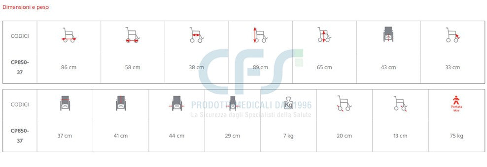 Carrozzina da viaggio superleggera ARDEA Travel - CP850-37