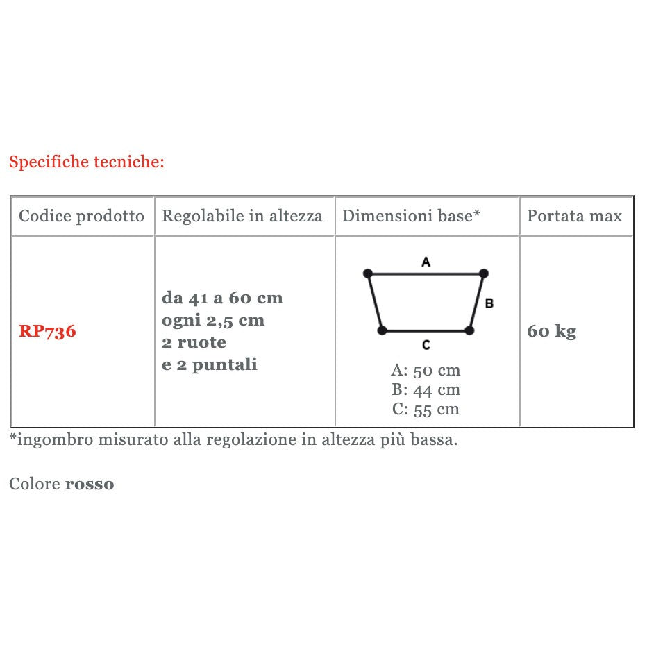 Deambulatore pieghevole per bambini RP736 - 2 puntali e 2 ruote fisse