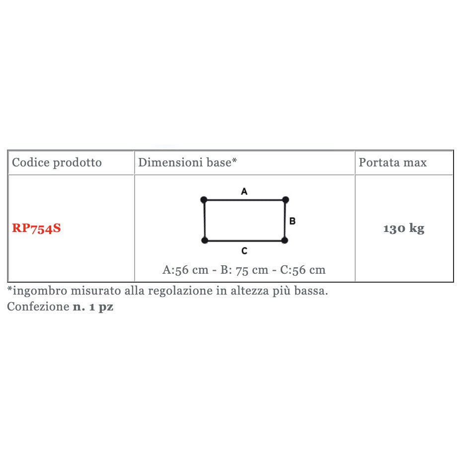 Deambulatore sottoascellare pieghevole RP754S - Regolabile in altezza
