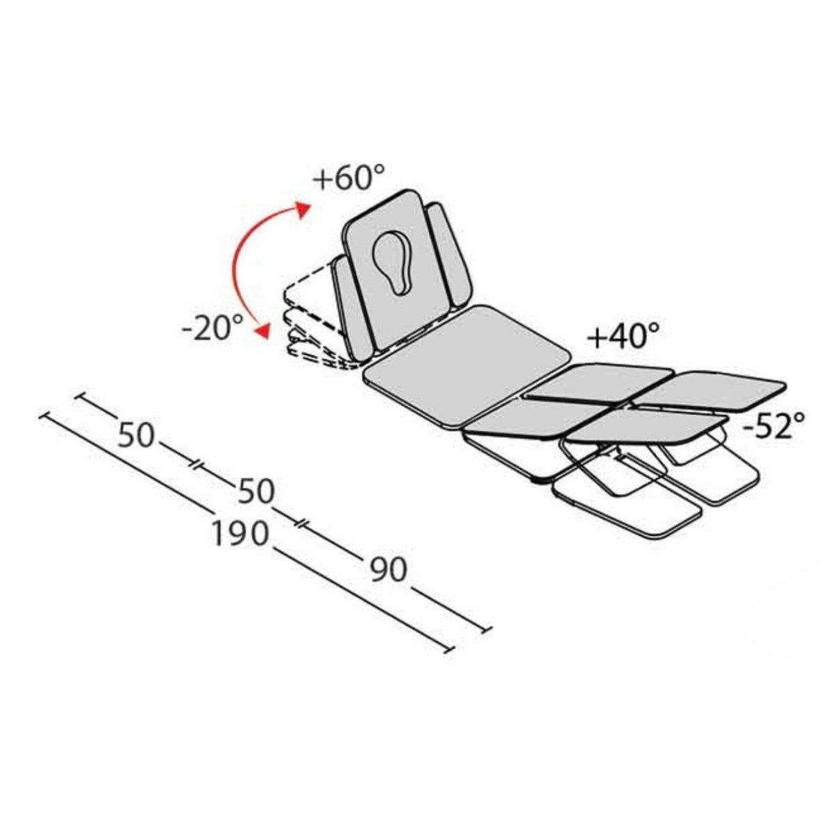 Lettino elettrico ad altezza variabile IRIDE - Larghezza 65 cm