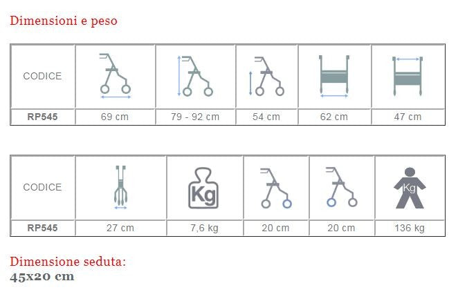 Deambulatore Rollator Oceano 2.0 RP545
