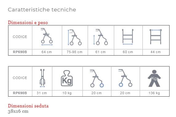 Deambulatore MOPEDIA Rollator Dyone RP690 - Colore Blu