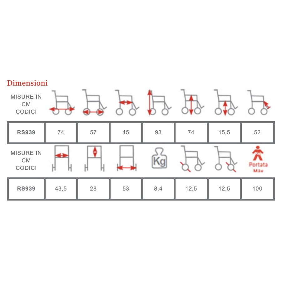 Sedia comoda WC e doccia RS939 - in alluminio verniciato con ruote