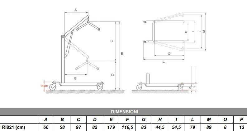 Sollevamalati manuale MUEVO RI821 - Con pedale + Imbracatura standard - Portata 150 Kg