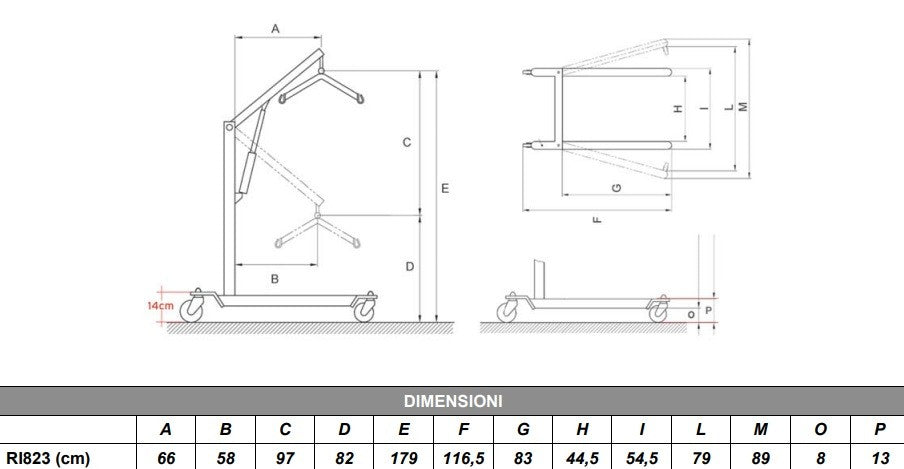 Sollevamalati manuale MUEVO RI823 - Con leva + Imbracatura standard - Portata 150 Kg